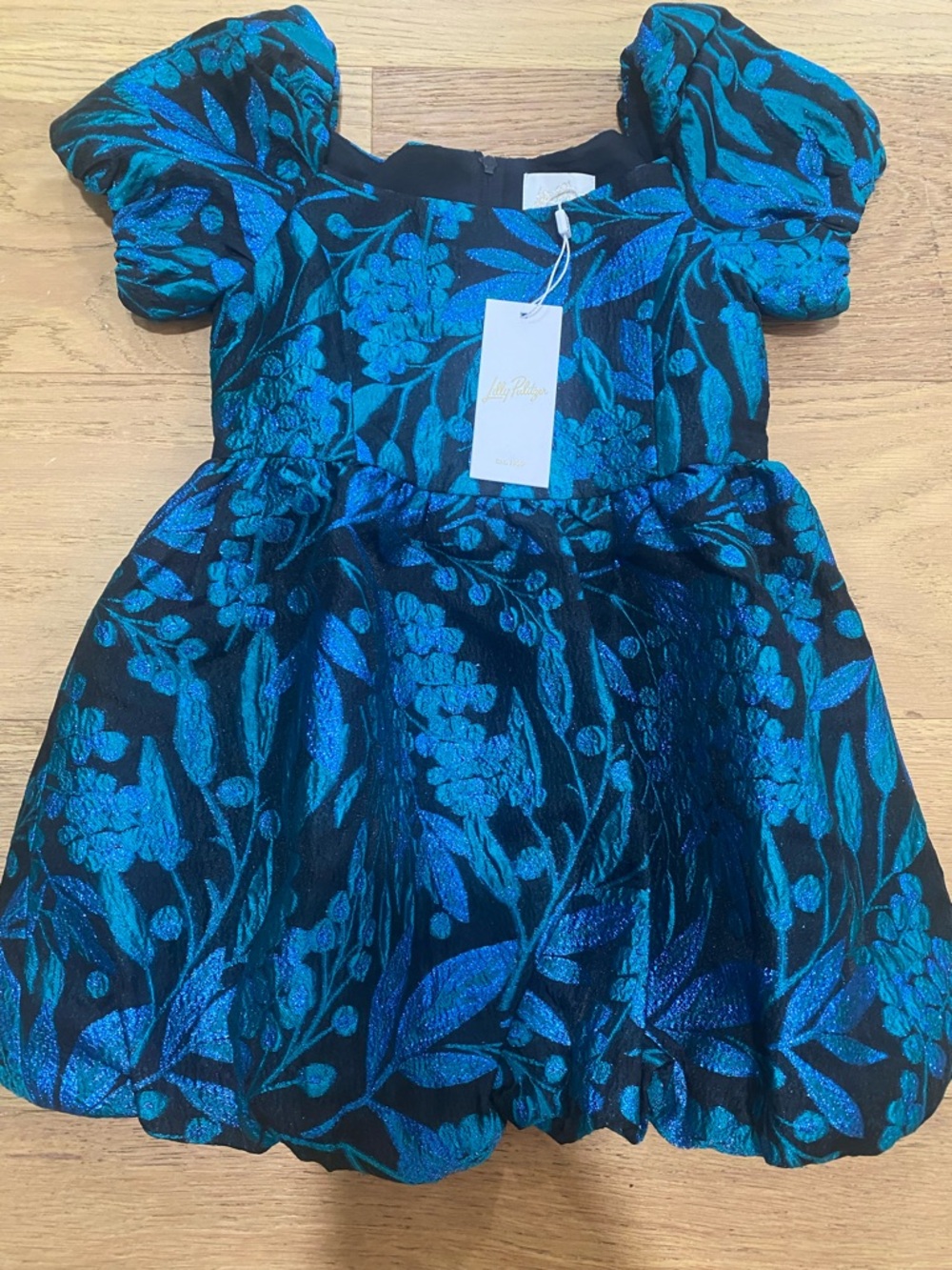 Lilly Pulitzer Little Girls deep lagoon berry metallic Koji Party Dress 4 NWT